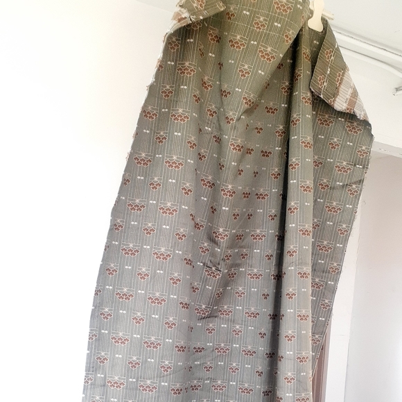 CUSTOM Mid-Century Statement Drapery Curtain Panels Green Gold 86" Long - Picture 3 of 12